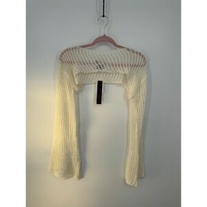 Trendy Threads Bolero Shrug Women Large Ivory Cotton Blend Crochet Boho Chic NWT